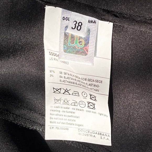 D&G Jet Black Silk & Lace Trim Fitted Shirt - Picture 15 of 16